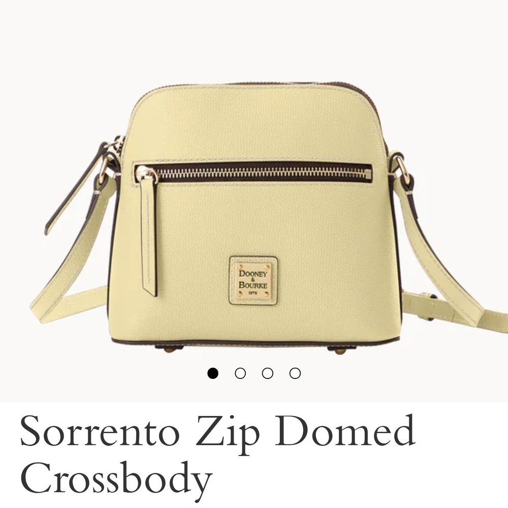 NWOT Dooney & Bourke Pale Yellow Sorrento Zip Domed Crossbody
